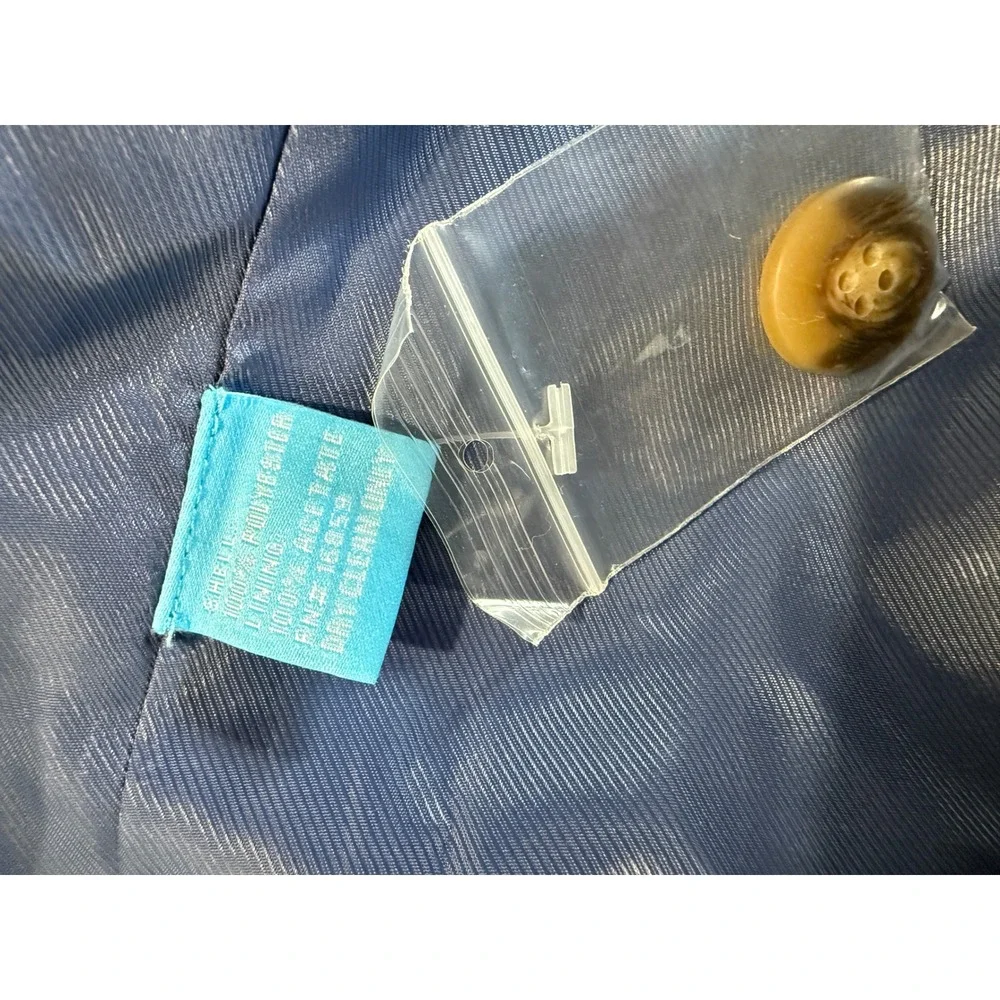 J mcLaughlin Buffalo Check tweed peacoat Blazer Jacket‎ Blue Tan Lightweight - Picture 6 of 6